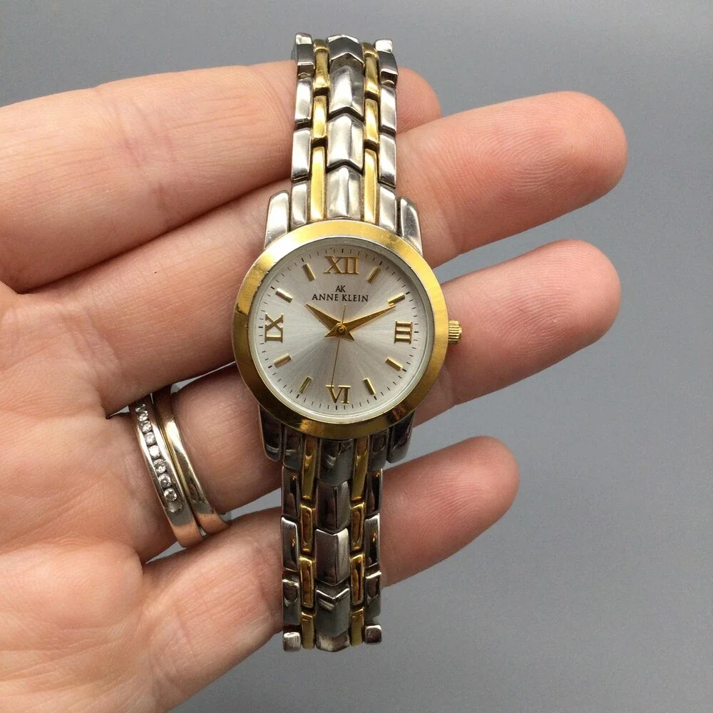 Anne Klein Womens Watch 25mm Two Tone Y10873 Bracelet New Battery 6.75